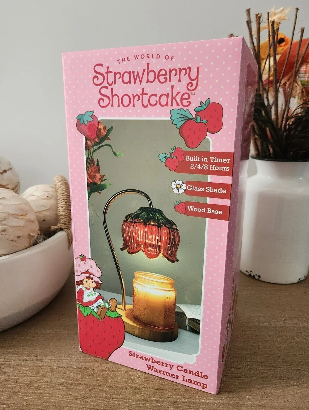 Strawberry Shortcake Candle Warmer Lamp Timer Glass Shade NWT 60W New In Box